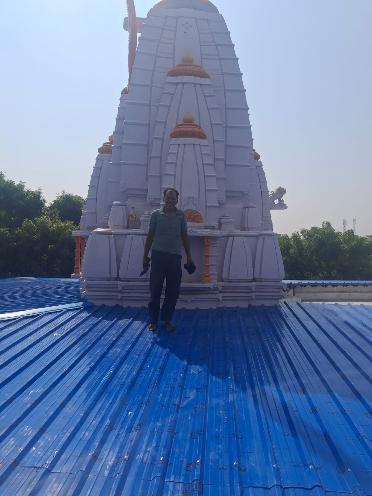 Roofing work for temple construction