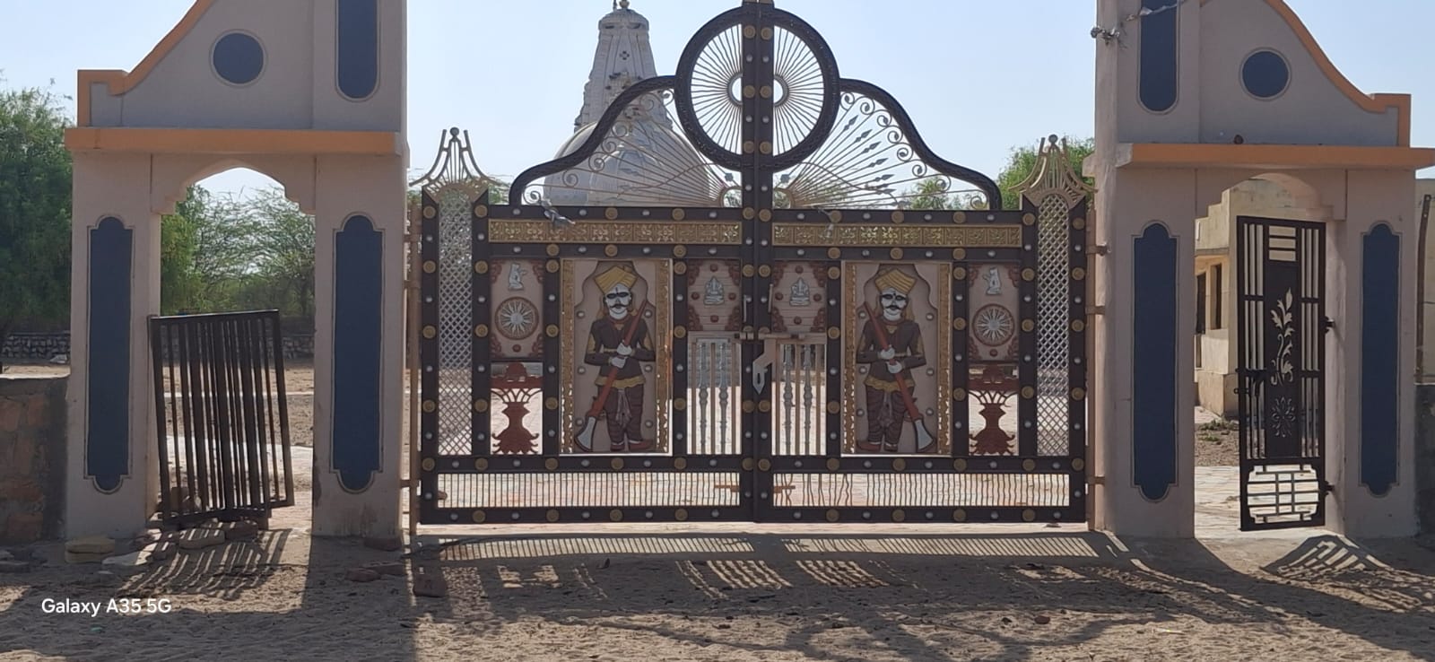 Designer iron door with geometric patterns